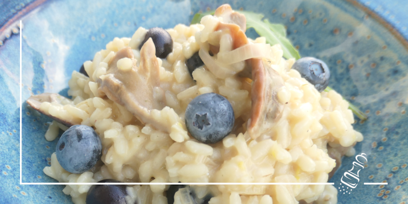 risotto mit steinpilzen und heidelbeeren